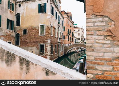 narrow streets and canals of Venice Italy