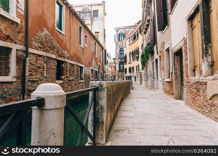 narrow streets and canals of Venice Italy