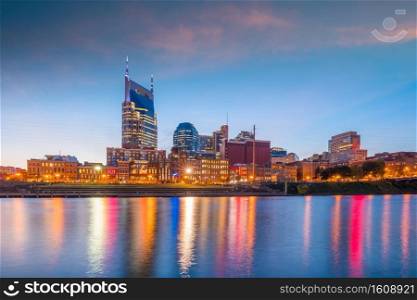 Nashville city downtown skyline cityscape of USA