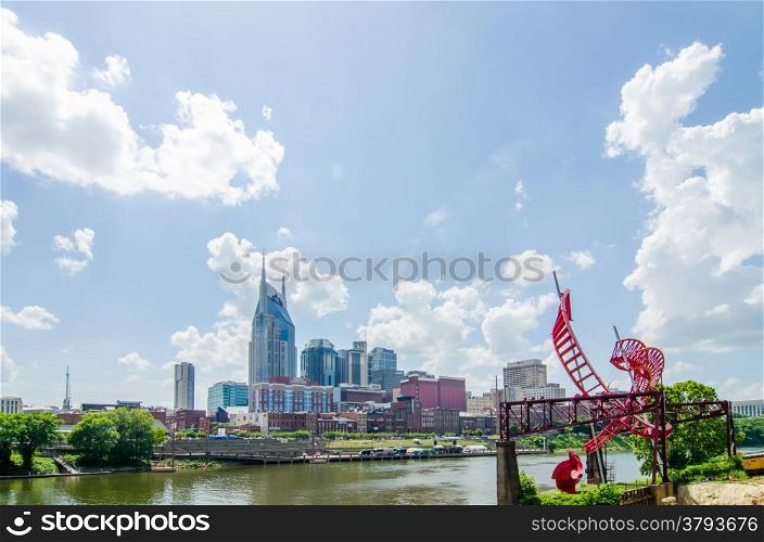 Nashville, Tennessee downtown skyline and streets