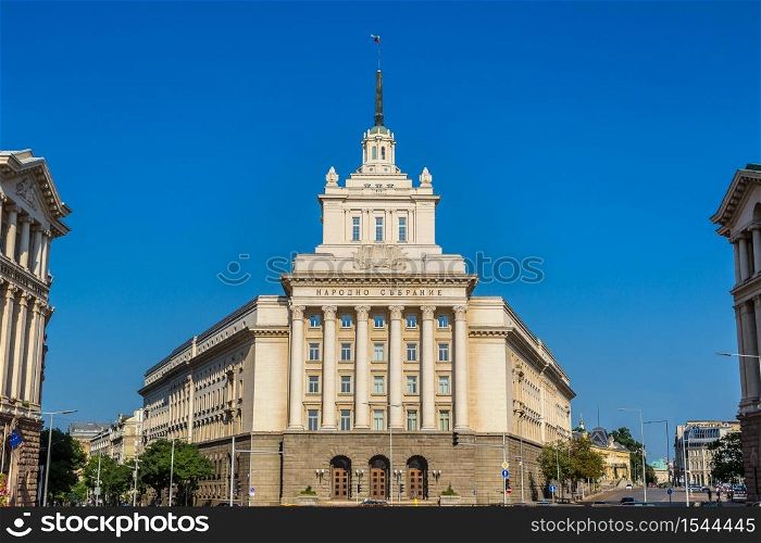 National assembly building in Sofia, Bulgaria in a summer day