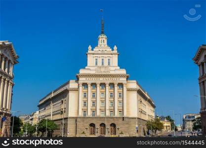 National assembly building in Sofia, Bulgaria in a summer day