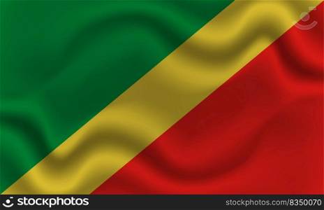 national flag of Congo-Brazzaville on wavy cotton fabric. Realistic vector illustration. national flag of Congo-Brazzaville on wavy cotton fabric. Realistic vector illustration.
