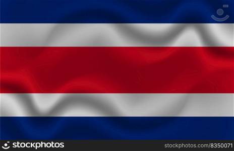 national flag of Costa Rica on wavy cotton fabric. Realistic vector illustration. national flag of Costa Rica on wavy cotton fabric. Realistic vector illustration.