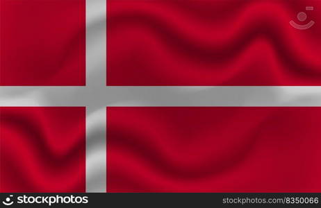national flag of Denmark on wavy cotton fabric. Realistic vector illustration. national flag of Denmark on wavy cotton fabric. Realistic vector illustration.