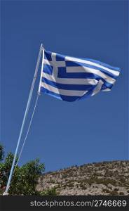 national flag of Greece against blue sky background