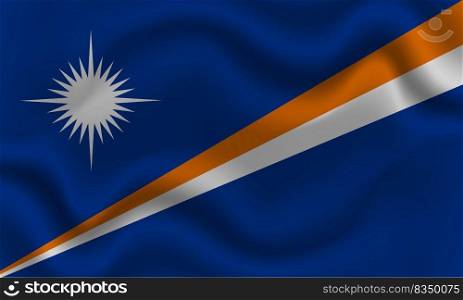 national flag of Marshall Islands on wavy cotton fabric. Realistic vector illustration. national flag of Marshall Islands on wavy cotton fabric. Realistic vector illustration.