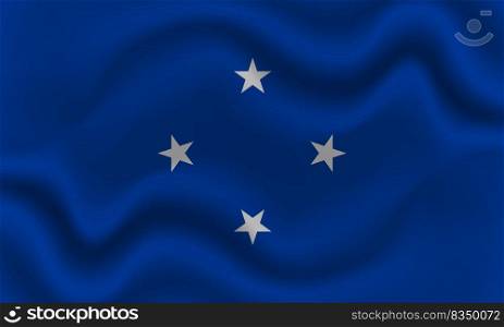 national flag of Micronesia on wavy cotton fabric. Realistic vector illustration. national flag of Micronesia on wavy cotton fabric. Realistic vector illustration.