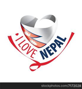 National flag of the Nepal in the shape of a heart and the inscription I love Nepal. Vector illustration.. National flag of the Nepal in the shape of a heart and the inscription I love Nepal. Vector illustration
