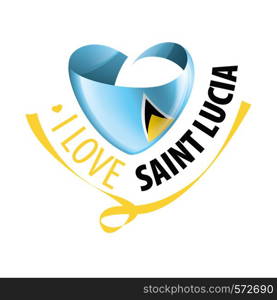 National flag of the Saint Lucia in the shape of a heart and the inscription I love Saint Lucia. Vector illustration.. National flag of the Saint Lucia in the shape of a heart and the inscription I love Saint Lucia. Vector illustration