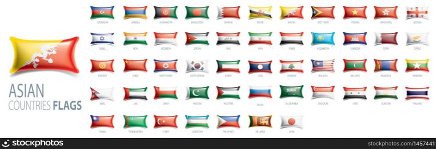 National flags of Asian countries. Vector illustrations.. National flags of Asian countries. Vector illustrations
