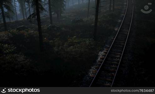 National Forest Recreation Area and the fog with railway