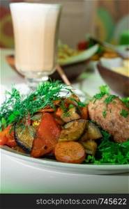 National Jewish dish - pike cutlet with vegetables