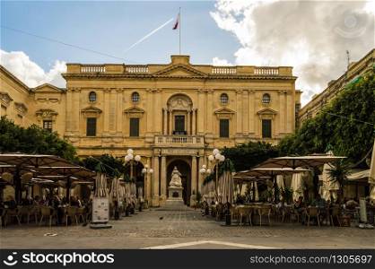 National Library of Valletta in full light in Malta