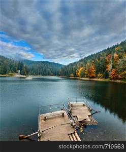 National Nature Park Synevyr autumn landscape. Is largest lake in the Carpathian Mountains of Ukraine, Mizhhiria, Zakarpattia Oblast.
