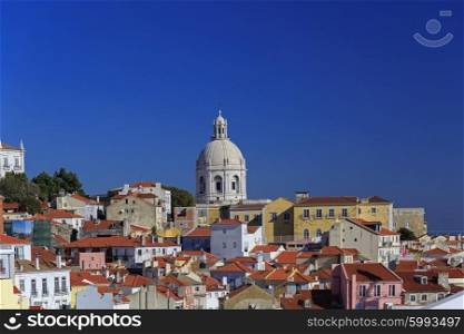 National Pantheon and house roofs in Lisbon, Portugal&#xA;