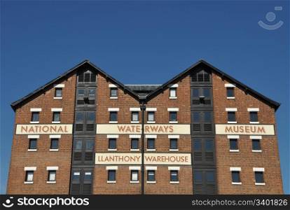 national waterways museum on a warehouse building in Gloucester docks, England