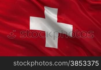 Nationalflagge der Schweiz im Wind. Endlosschleife.