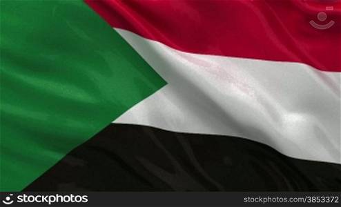 Nationalflagge des Sudan im Wind. Endlosschleife.