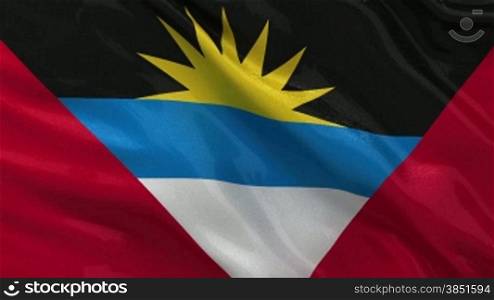 Nationalflagge von Antigua und Barbuda im Wind. Endlosschleife