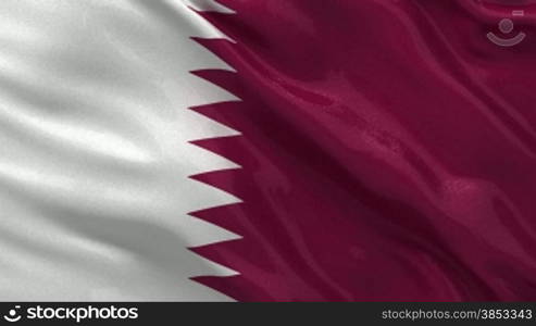 Nationalflagge von Katar im Wind. Endlosschleife