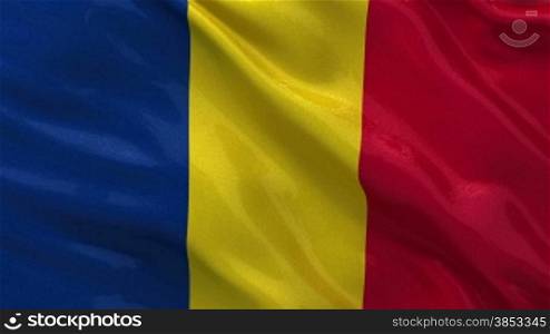 Nationalflagge von RumSnien im Wind. Endlosschleife