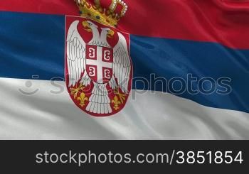 Nationalflagge von Serbien im Wind. Endlosschleife.