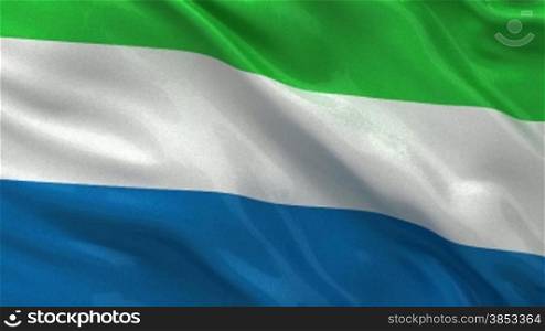 Nationalflagge von Sierra Leone im Wind. Endlosschleife.