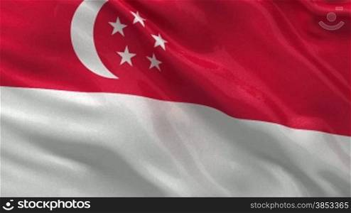 Nationalflagge von Singapur im Wind. Endlosschleife.