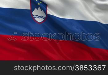 Nationalflagge von Slovenien im Wind. Endlosschleife.