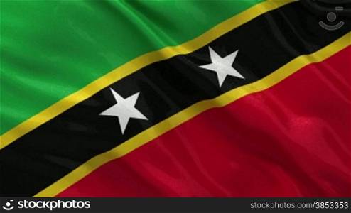 Nationalflagge von St. Kitts und Nevis im Wind. Endlosschleife.