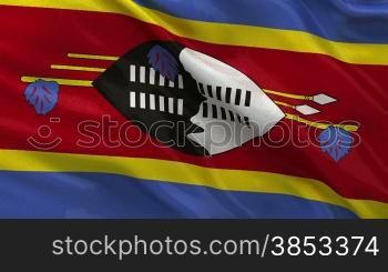 Nationalflagge von Swasiland im Wind. Endlosschleife.