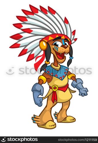 Native American Character cartoon. Vector illustration. Thanksgiving symbol