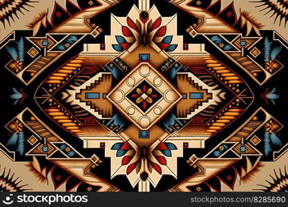 Native American traditional pattern ethnic design background brown earth colors. AI Generative content