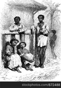 Natives of the Magdalena, vintage engraved illustration. Le Tour du Monde, Travel Journal, (1872).