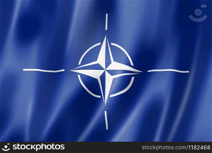 Nato organization waving flag. 3D illustration. Nato flag