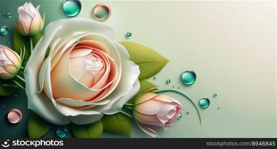 Natural 3D Illustration of Beautiful Rose Flower