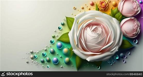 Natural 3D Illustration of Beautiful Rose Flower In Bloom