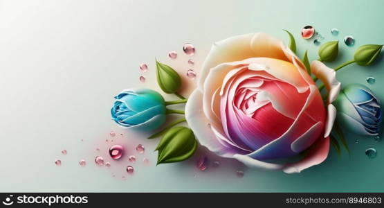 Natural 3D Illustration of Realistic Rose Flower Blooming
