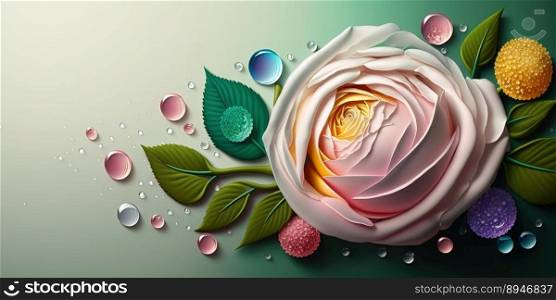 Natural 3D Illustration of Rose Flower Blooming