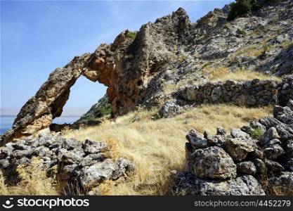 Natural arch on the bank of Egirdir lake, Turkey