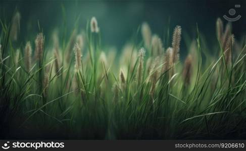 Natural Background with Green Grass Closeup, Generative AI. Natural Background with Green Grass