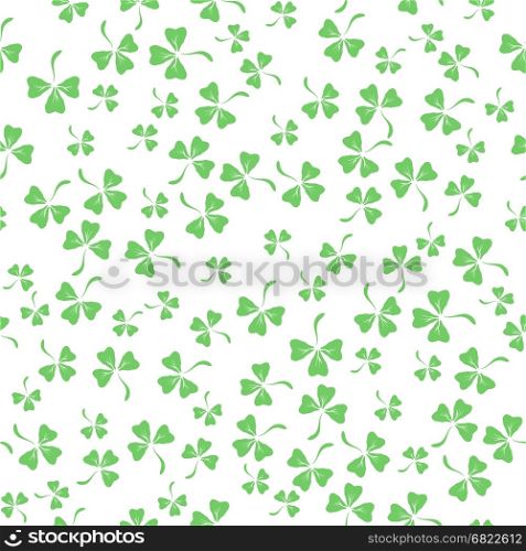 Natural Chamrock Seamless Texture. Cartoon Clover Leaves Isolated on White Background. Patricks Day Banner. Natural Chamrock Texture. Clover Leaves