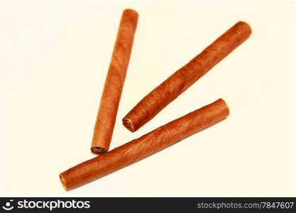 Natural cigarillo isolated on the white background