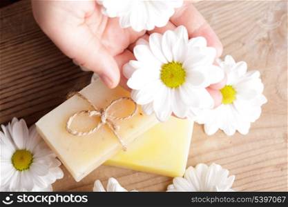 Natural cosmetics concept: soap for hands
