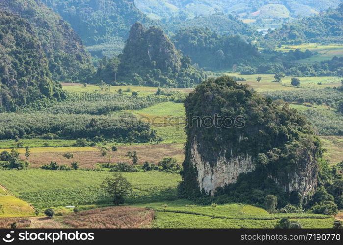 Natural countryside view of Phu lang ka mountain at Phayao Thailand.