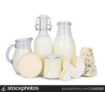 Natural dairy products isolated on white background