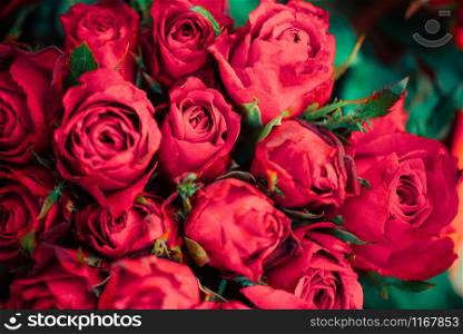 Natural fresh red roses flower bouquet / Close up rose background flowers romantic love valentine day concept