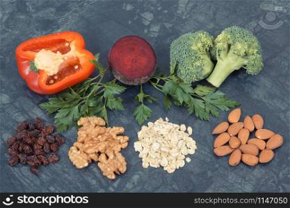 Natural fresh vegetables recommended for hypertension, concept of healthy lifestyles and nutrition. Natural fresh vegetables recommended for hypertension, healthy lifestyles and nutrition