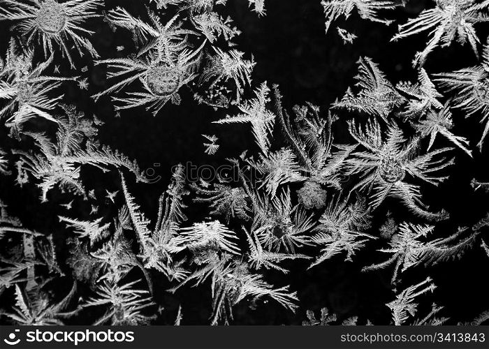 Natural frost background over window glass